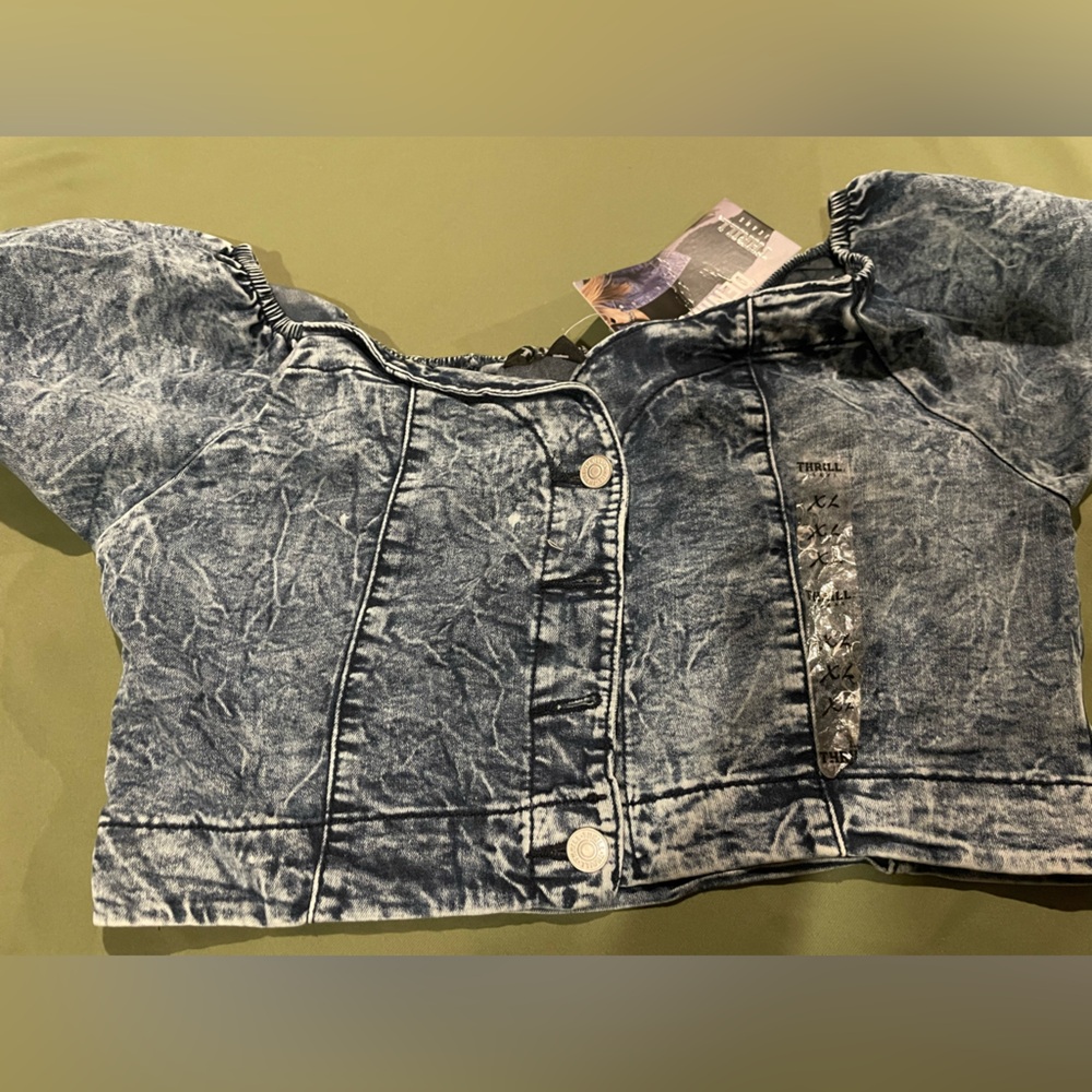Thrill WOMEN Blue Acid Wash Skinny Shirt